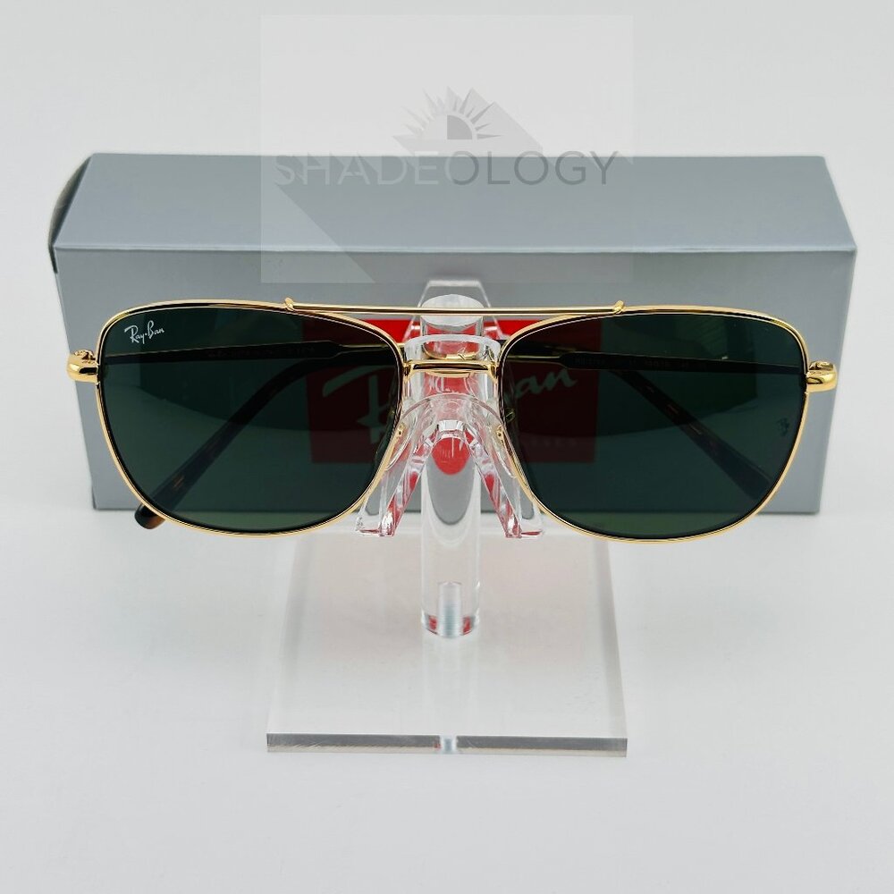 Ray-Ban Sunglasses RB3755 001/31 Arista Gold Green 59-19-145  Rectangle w/Case